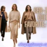 A horizontal banner graphic against a soft lavender gradient background featuring five women walking forward, each showcasing a different way to style a Parke sweatshirt. From left to right: the first wears a heather grey sweatshirt with baggy jeans and a baseball cap; the second wears a navy sweatshirt with black trousers and a long camel wool coat; the third wears a cream sweatshirt with a satin champagne midi skirt; the fourth wears a camel sweatshirt with taupe trousers and a matching camel coat; and the fifth wears a monochrome oatmeal loungewear sweatset with slouch socks and fuzzy slides. Large tan text on the right reads "GEN-Z'S CULT FAVORITE: PARKE," and the website URL "shapeglowup.com" is written at the bottom in a blue glowing cursive font.