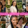 A collage featuring a collection of 5 Braided Cornrow Hairstyles That Are Pure Hair Goals, showing diverse creative parting patterns, braided buns, and heart designs.