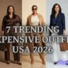 A high-end fashion collage banner showcasing the top 7 Trending Expensive Outfit USA 2026 Looks (That Actually Look High-End!).
