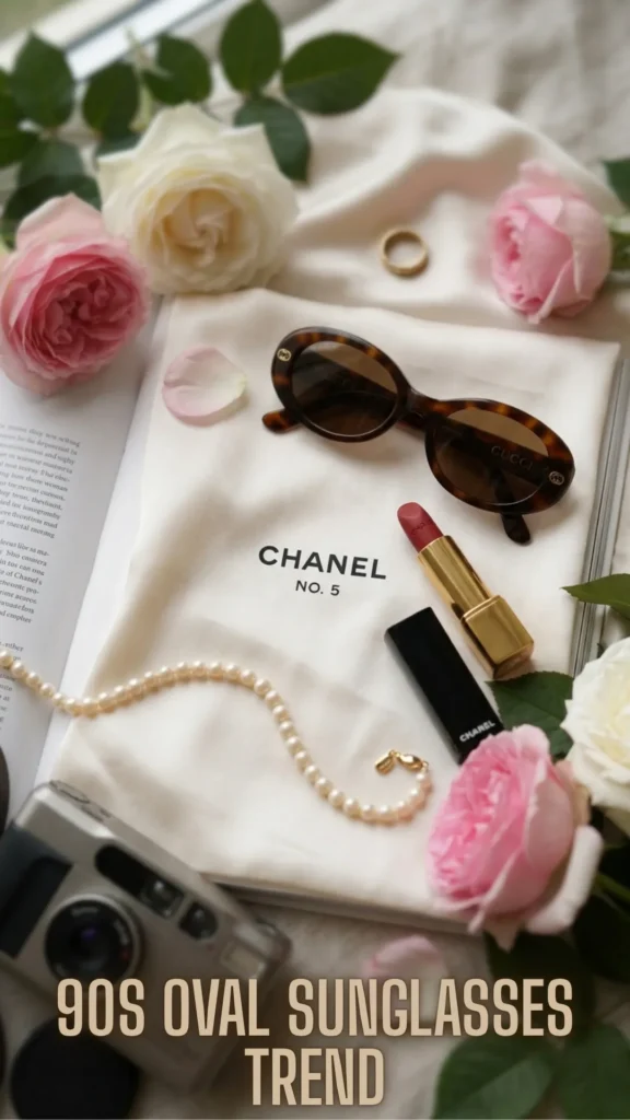 Retro tortoiseshell 90s oval sunglasses resting on silk, highlighted in Upgrade Your Summer Style – 10 Best Summer Sunglasses 2026.