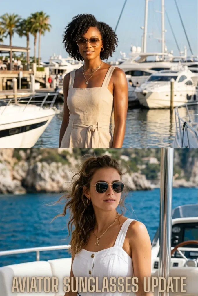 Modernized classic aviator glasses from the Upgrade Your Summer Style – 10 Best Summer Sunglasses 2026 trends.