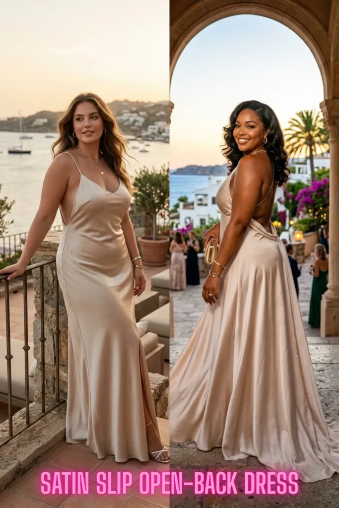 Two models wearing champagne-colored silk gowns highlighted in 10 Open-Back Dresses That Are Turning Heads in 2026: Elegant Styles You'll Want to Wear Everywhere.