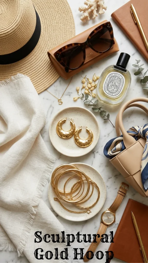 Elegant minimalist accessories featuring chunky textured jewelry, an essential trend for 7 Summer Earrings 2026 That Will Instantly Upgrade Your Look.