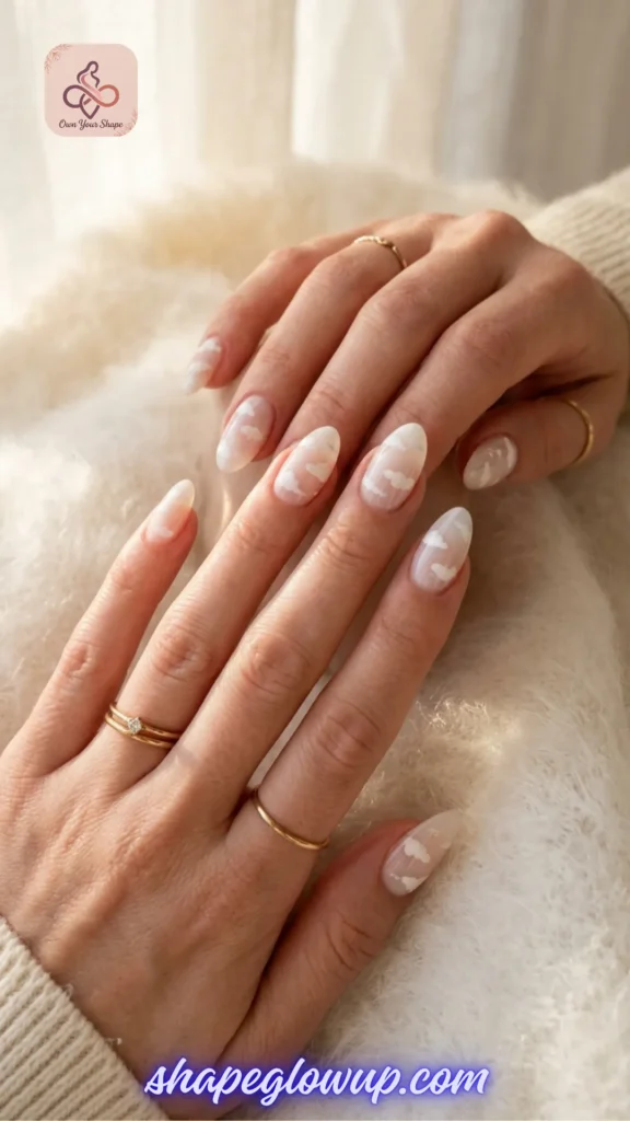 Viral Nail Trends: 7 Simple White Nail Designs You Need to Try - Whimsical cloud nail art.