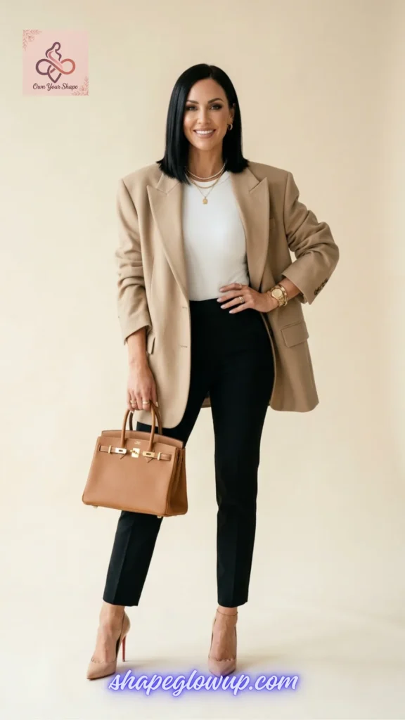 A modern business-casual look from The ULTIMATE 2026 Style Goldmine: 40+ Looks You Can't Afford to Miss! highlighting a woman wearing an extra-wide blazer.