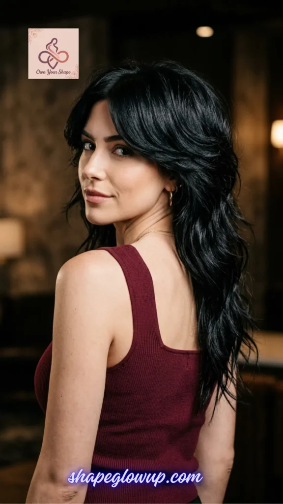 Back and side profile of an edgy, dark hairstyle representing the 2026 Hair Trends: 10 Wolf Cut Styles You'll Want to Try inspiration.
