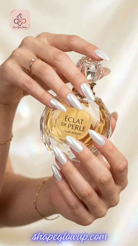 Viral Nail Trends: 7 Simple White Nail Designs You Need to Try - High-shine white chrome manicure.